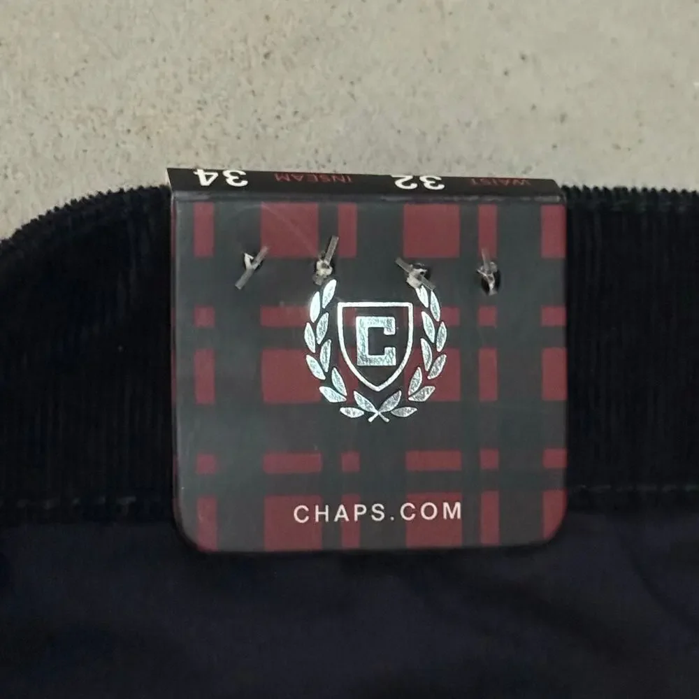 Chaps Black Corduroy Straight Fit Pants NWT Sz 32x34 Men's